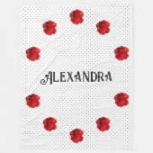 Personalisiert Red Floral Polka Dot Fleecedecke (Vorderseite)