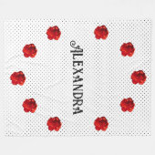 Personalisiert Red Floral Polka Dot Fleecedecke (Vorderseite (Horizontal))