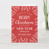 Personalisiert Red Frory Christmas Happy New Year Karte (Vorderseite)