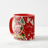 Personalisiert Red Frory Christmas HO!HO!HO!HO! Tasse (Vorderseite Links)