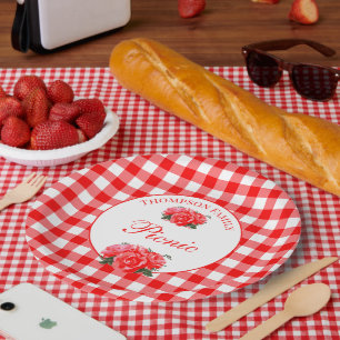 Personalisiert Red Gingham Buffalo Picnic Pappteller