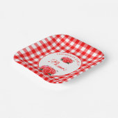 Personalisiert Red Gingham Buffalo Picnic Square Pappteller (Gewinkelt)