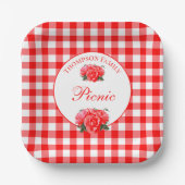 Personalisiert Red Gingham Buffalo Picnic Square Pappteller (Vorderseite)