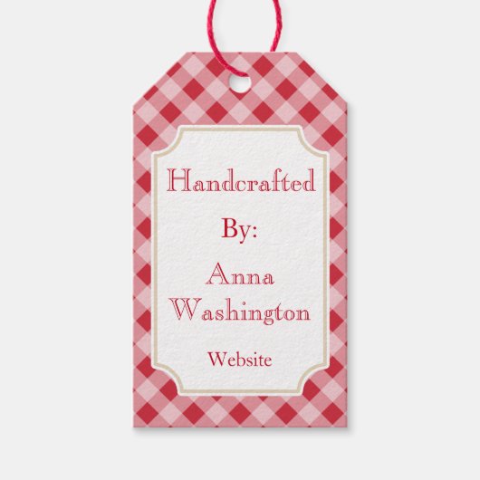 Personalisiert Red Gingham Handcrafts Tag Geschenkanhänger (Vorderseite)