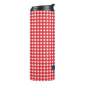 Personalisiert Red Gingham Monogram Thermosbecher (Nach links gedreht)