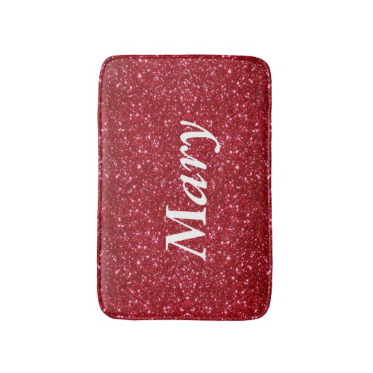 Personalisiert Red Glitzer Bath Mat Badematte (Vorderseite Vertikal)