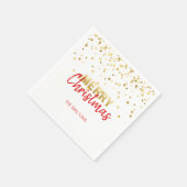 Personalisiert RED Gold Confetti Frohe Weihnachten Serviette (Ecke)