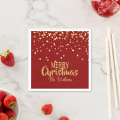 Personalisiert RED Gold Confetti Frohe Weihnachten Serviette (Beispiel)