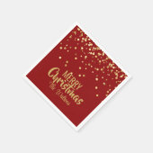 Personalisiert RED Gold Confetti Frohe Weihnachten Serviette (Ecke)