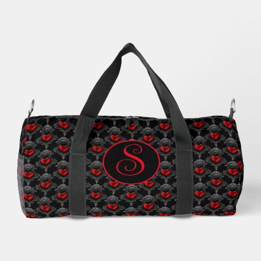 Personalisiert Red Goth Heart Duffle Bag (Rückseite)