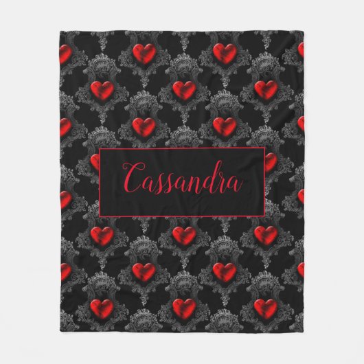 Personalisiert Red Goth Heart Fleecedecke (Vorderseite)
