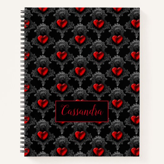 Personalisiert Red Goth Heart Notizblock (Vorderseite)
