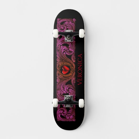 Personalisiert Red Goth Heart Skateboard (Vorderseite)