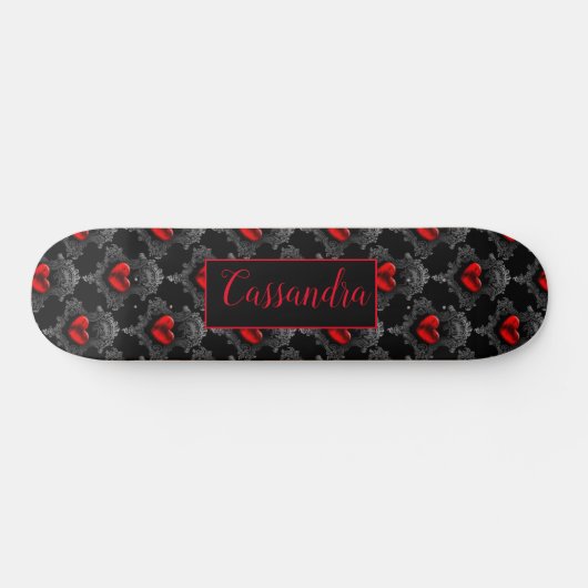 Personalisiert Red Goth Heart Skateboard (Horizontal)