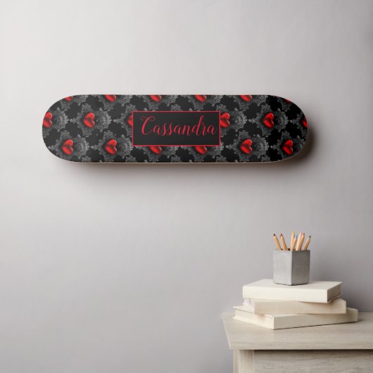 Personalisiert Red Goth Heart Skateboard (Wandkunst (Horz))
