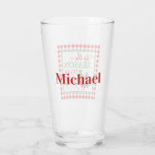 Personalisiert Red Green Jolly"Weihnachtstypografi Glas (Rückseite)