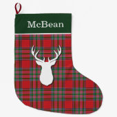 Personalisiert Red Green McBean Tartan Deer Großer Weihnachtsstrumpf (Vorderseite)
