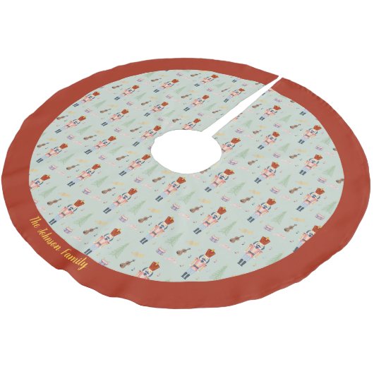 Personalisiert Red Green Nutcracker Ballettmusik Polyester Weihnachtsbaumdecke (Schrägansicht)