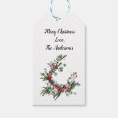 Personalisiert Red Green Poinsettia Evergreen Geschenkanhänger (Vorderseite)