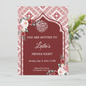 Personalisiert Red Henna Night Einladung (Stehend Vorderseite)