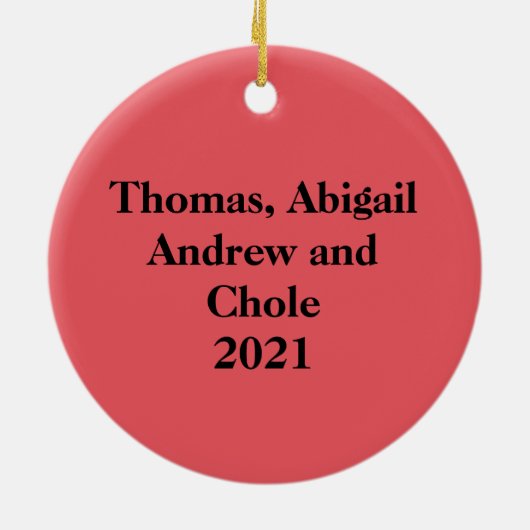 Personalisiert Red Holly Family Names Weihnachten Keramik Ornament (Hinten)