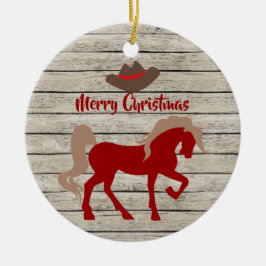 Personalisiert Red Horse und Cowboy Hat Weihnachte Keramik Ornament
