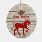 Personalisiert Red Horse und Cowboy Hat Weihnachte Keramik Ornament (Links)