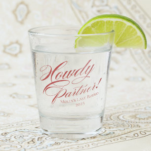 Personalisiert Red Howdy Partner Bachelorette Schnapsglas