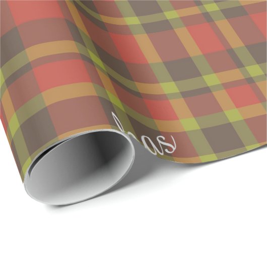 Personalisiert Red Kariert Kids Holiday Weihnachts Geschenkpapier (Rolleneckpunkt)