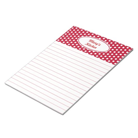Personalisiert Red Kitchen Notepad Notizblock (angewinkelt)