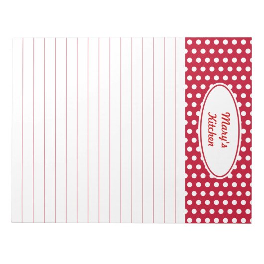 Personalisiert Red Kitchen Notepad Notizblock (Vorderseite)