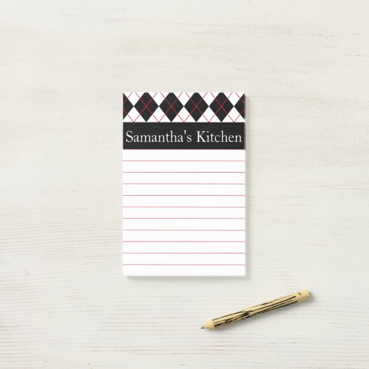 Personalisiert Red Kitchen Post It Notes Gift Post-it Klebezettel (Auf Schreibtisch)