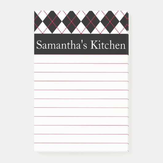 Personalisiert Red Kitchen Post It Notes Gift Post-it Klebezettel (Vorderseite)