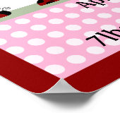 Personalisiert Red Ladybugs/Blume Birth Info Poste Poster (Ecke)