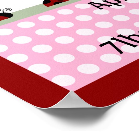 Personalisiert Red Ladybugs/Blume Birth Info Poste Poster (Ecke)