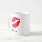 Personalisiert Red Lipstick Kiss Print Kaffeetasse (Vorderseite Links)