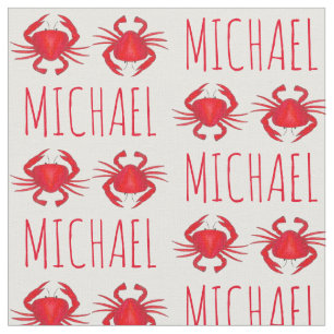 Personalisiert Red Maryland Crab Crabs Beach Fabri Stoff
