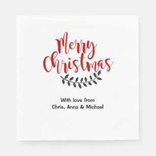 Personalisiert Red Merry Weihnachtsschrift Paper Serviette