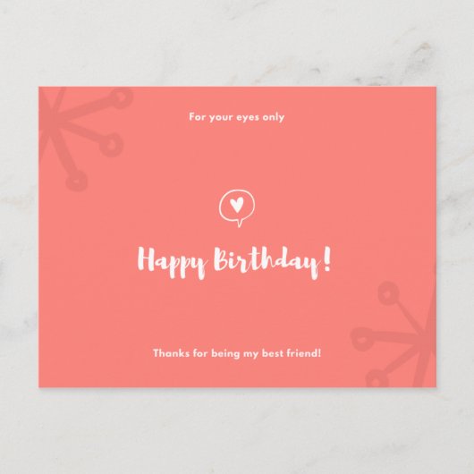 Personalisiert - Red Minimal Icons Geburtstag Postkarte (Vorderseite)