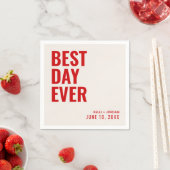 Personalisiert Red Modern Best Day Ever Wedding Serviette (Beispiel)