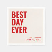 Personalisiert Red Modern Best Day Ever Wedding Serviette (Vorderseite)