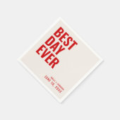 Personalisiert Red Modern Best Day Ever Wedding Serviette (Ecke)