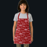 Personalisiert Red Name Collage Niedlich Weihnacht Schürze<br><div class="desc">Eine festliche Weihnachtsfeier,  die in neun Schriftart verziert ist und Ihren Nachnamen in Weiß schreibt. Niedliches Kindergeschenk mit lustiger Typografie.</div>