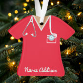 Personalisiert Red Nurse Scrubs Ornament