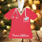 Personalisiert Red Nurse Scrubs Ornament