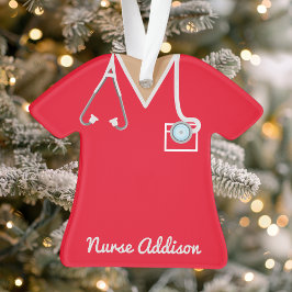 Personalisiert Red Nurse Scrubs Ornament