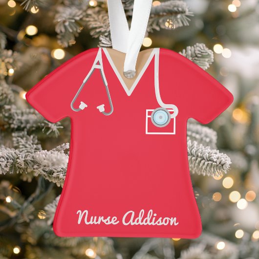 Personalisiert Red Nurse Scrubs Ornament