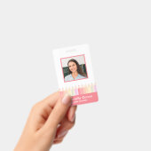 Personalisiert Red Pink Rainbow School Lehrer ID Ausweis (Handheld)