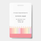 Personalisiert Red Pink Rainbow School Lehrer ID Ausweis (Rückseite)