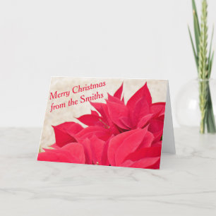 Personalisiert Red Poinsettia Leaf Feiertagskarte